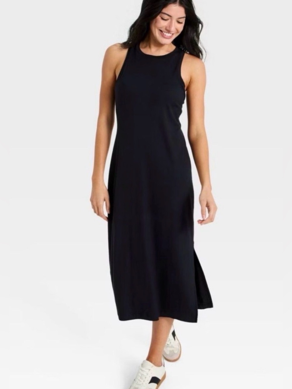 Women's Modal Ribbed Midi Dress All In Motion™ Black athletic dress Small